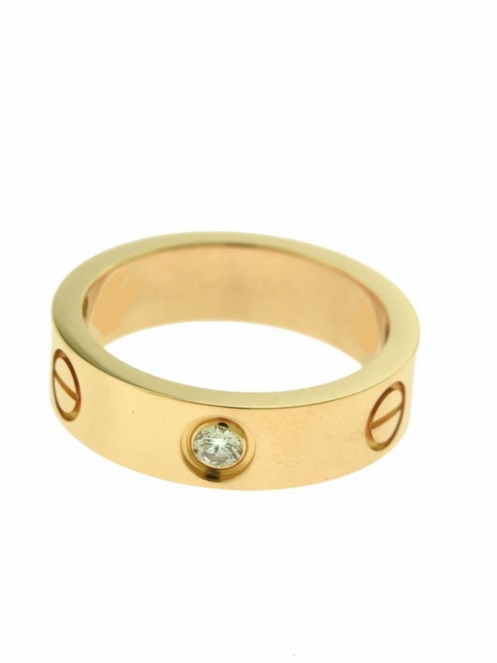 18K Gold 3  Diamond 3 Screw Love Luxury Fashion Ring Unisex No Fade